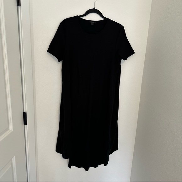 COS Asymmetrical Hem High Low Dress Solid Black Side Pleated Size M Women’s - Picture 2 of 10